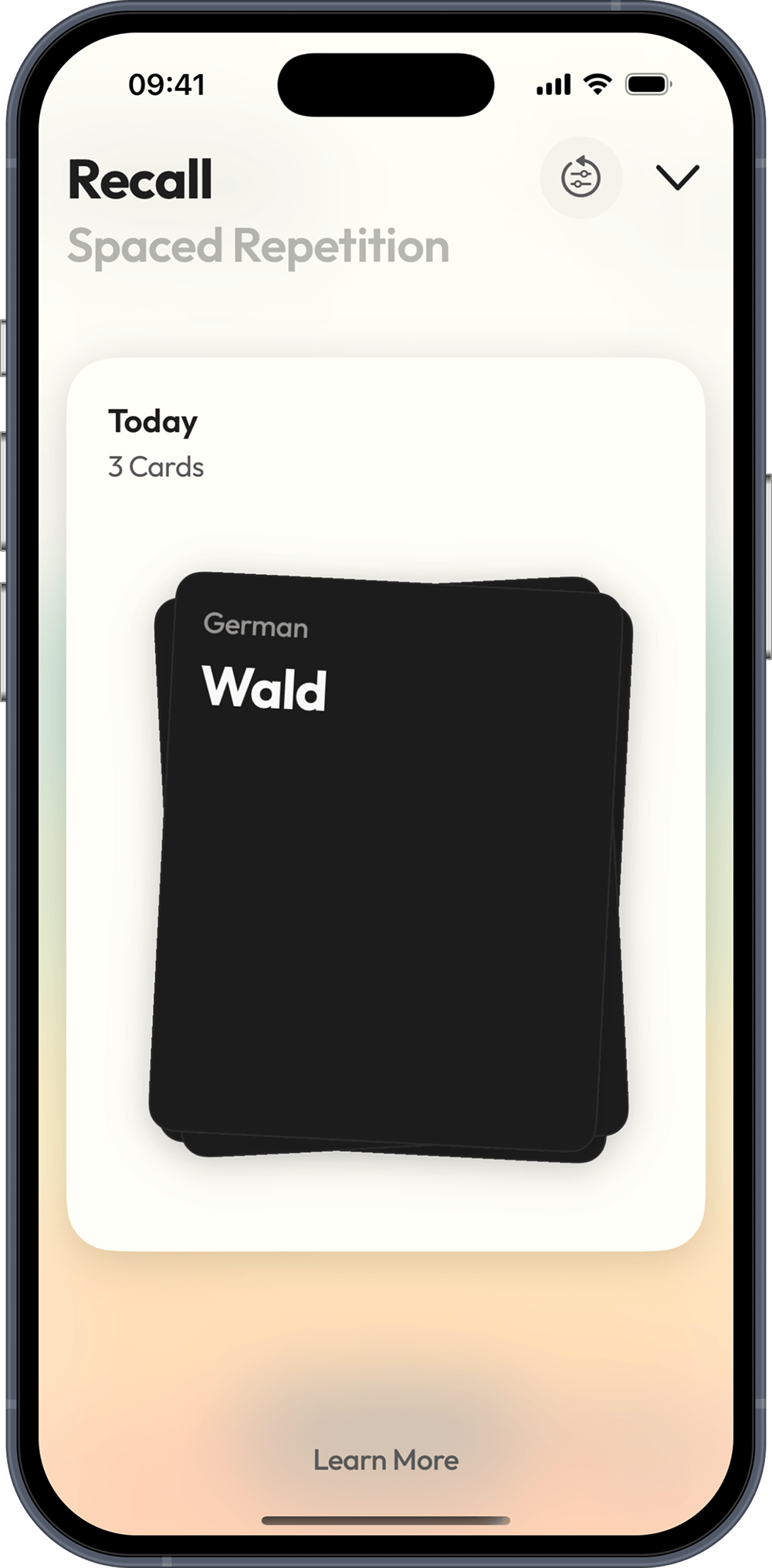 A spaced-repetition review schedule for a card